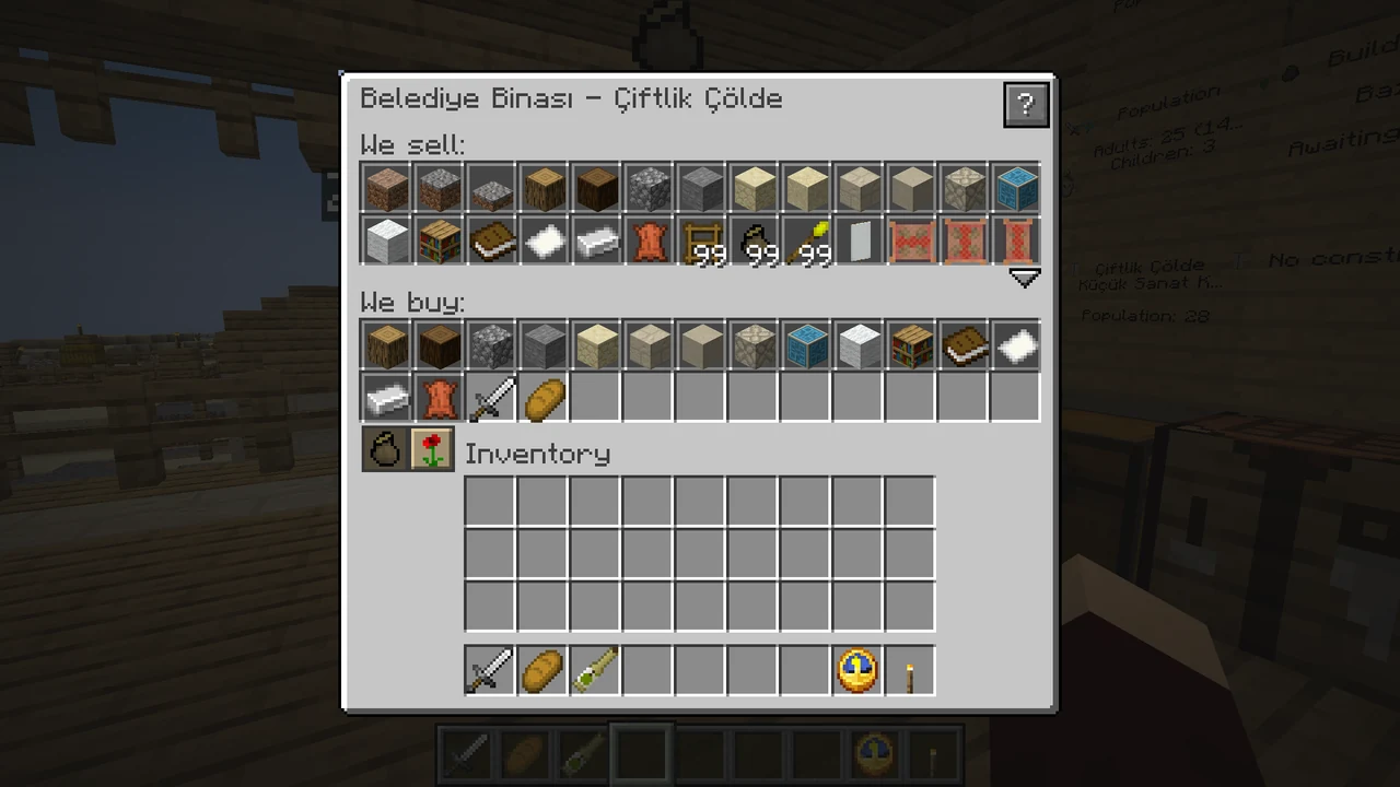 Trade with them, to help their villages grow and gain unique blocks, foods and items.